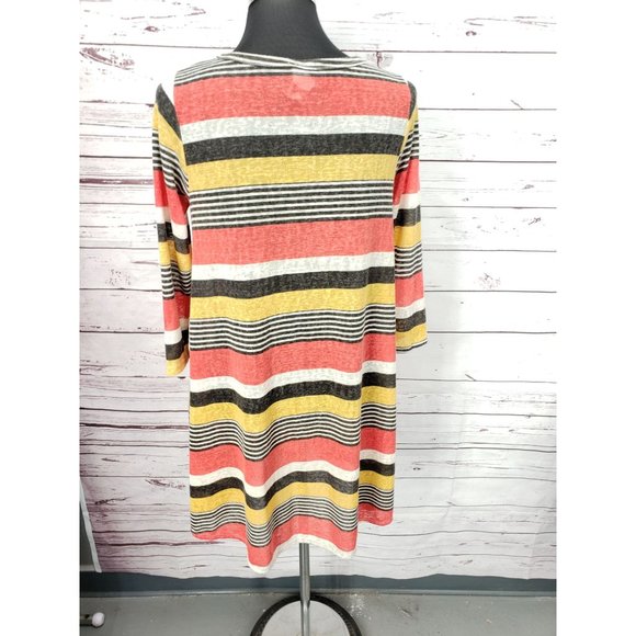 Bellamie Sheer Burnout Striped Quarter Sleeve pockets‎ Tunic Top Medium - Picture 5 of 9